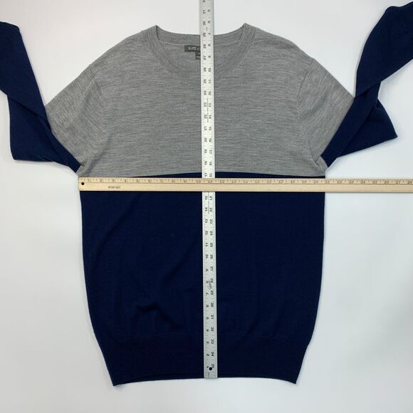 State Stone Wool Sweater Mens XL Extra Large Gray Navy 2-Tone Crew Neck Pullover - Picture 5 of 13